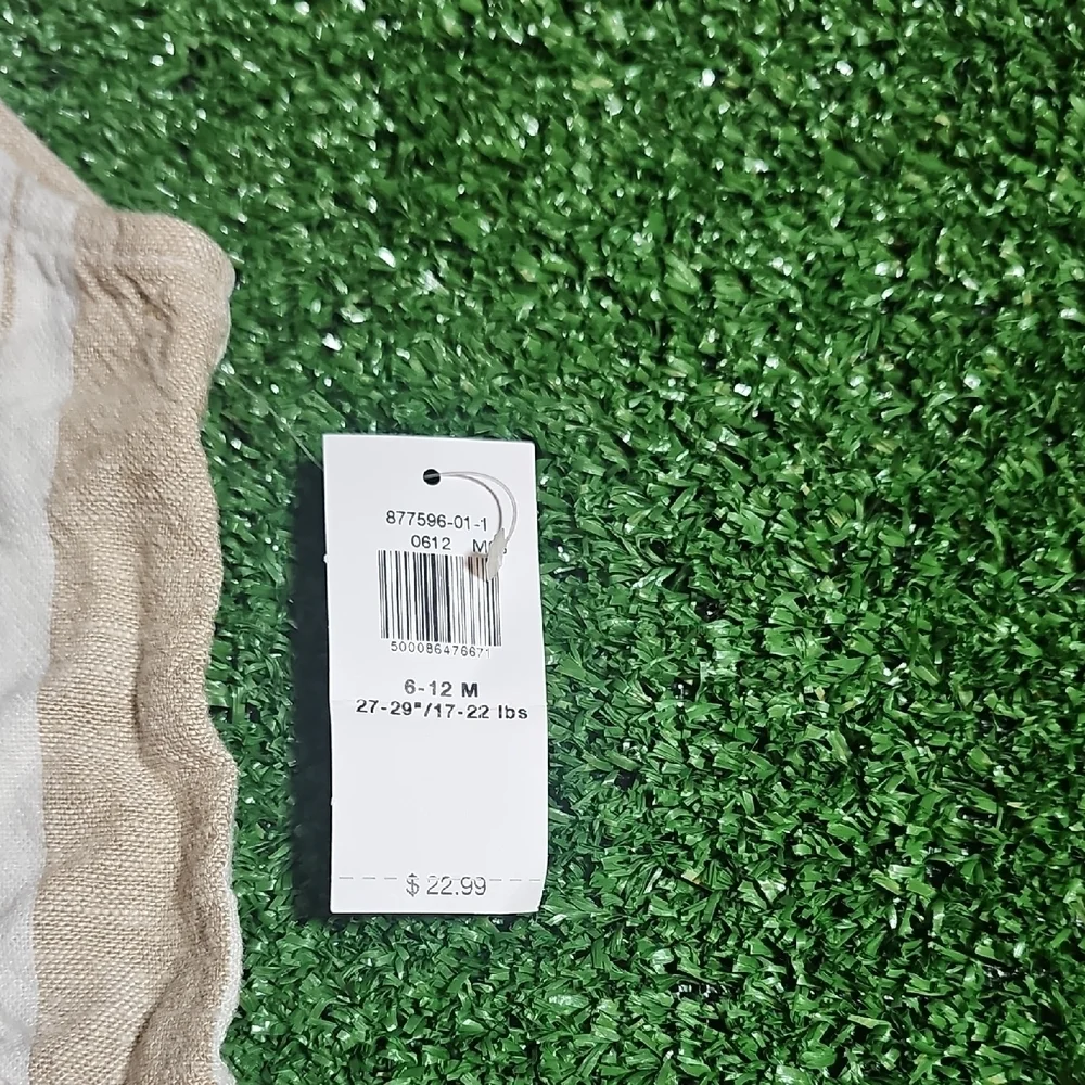 Old Navy Beige and White Striped Baby Romper 6-12M